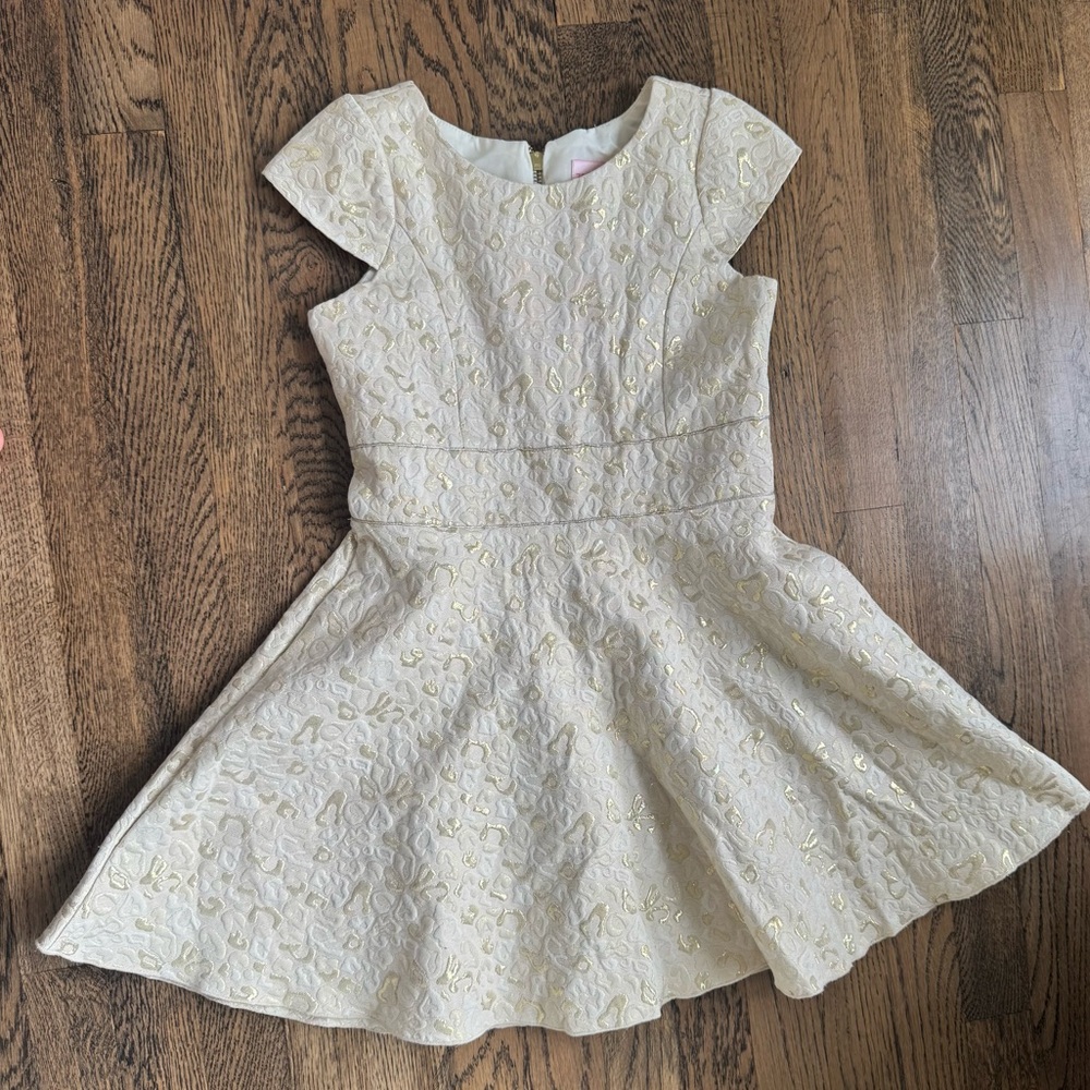 ZOE LTD Elegant Cream and Gold Kids Dress